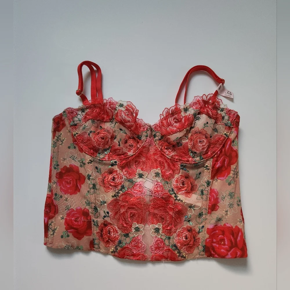 Victoria's Secret Dream‎ Angels Embroidered Illuminating Blooms Bra Top 32B NWT